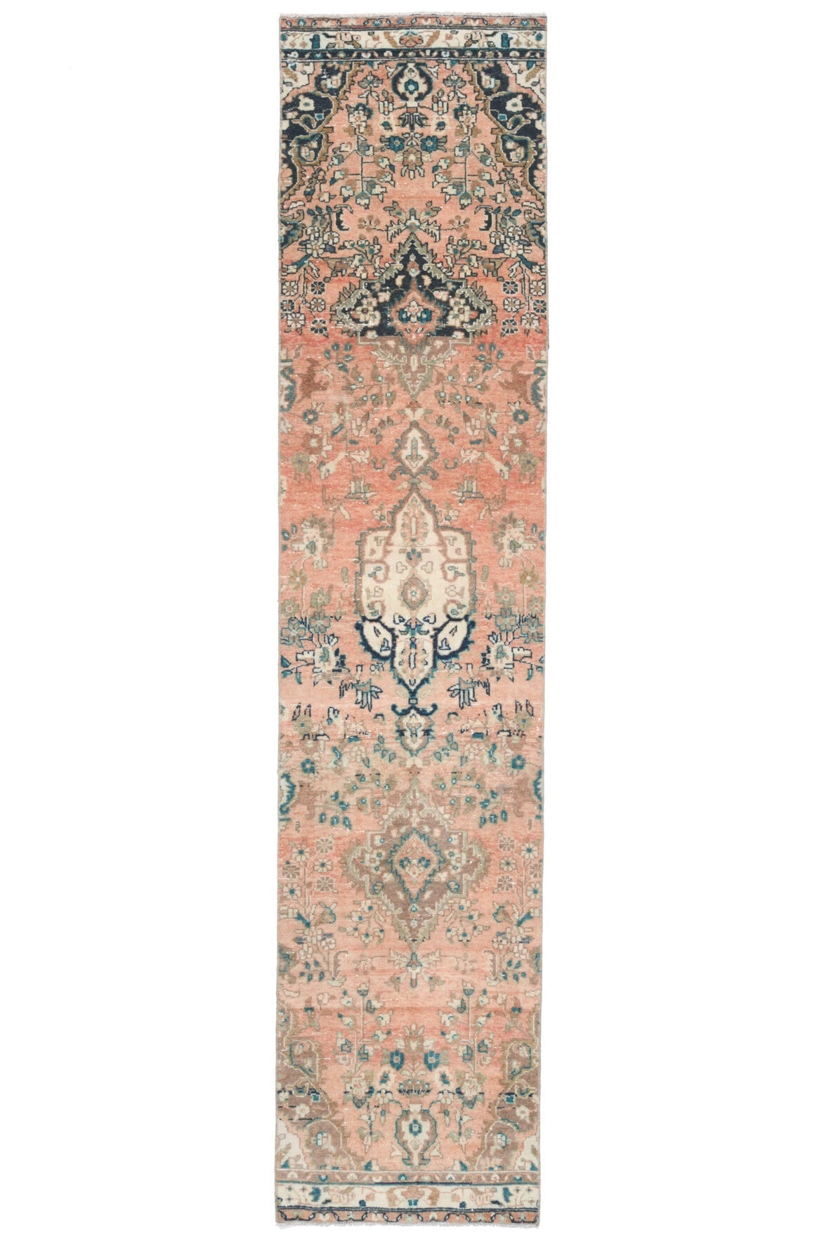 El yapımı vintage yolluk 71x320 cm oryantal desenli yün - detay görünümü