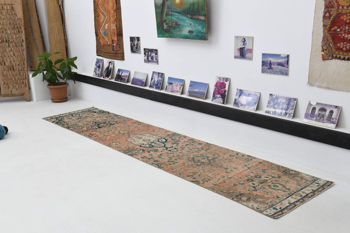 El yapımı vintage yolluk 71x320 cm oryantal desenli yün - detay görünümü