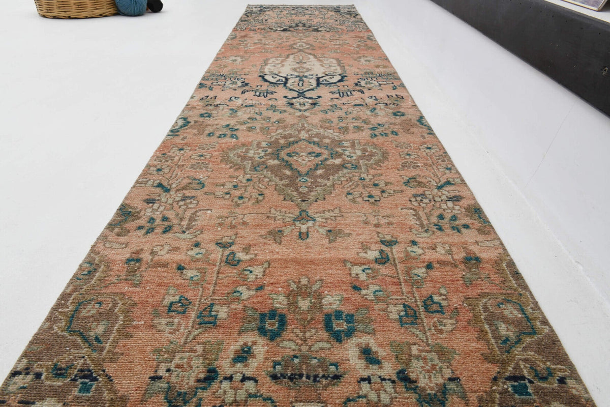El yapımı vintage yolluk 71x320 cm oryantal desenli yün - desen detayı