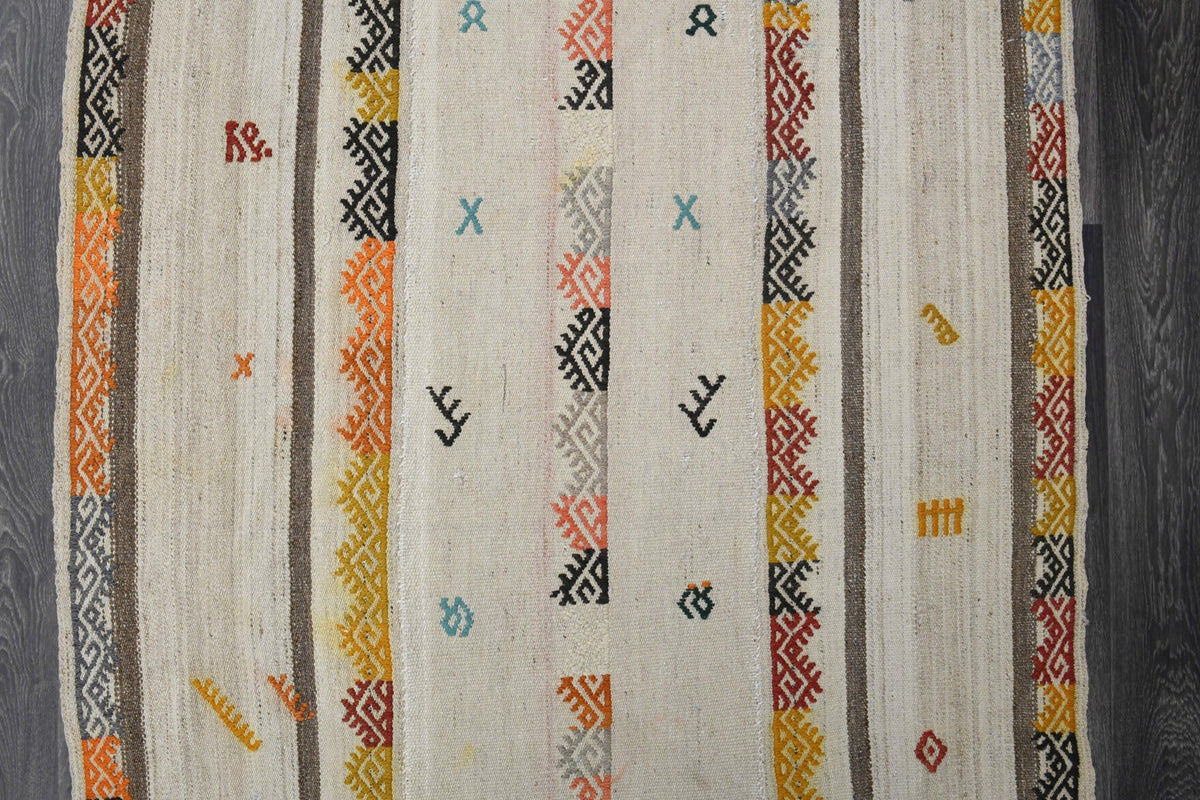 Antre ve koridor için oryantal desenli vintage kilim yolluk – 116x344 cm