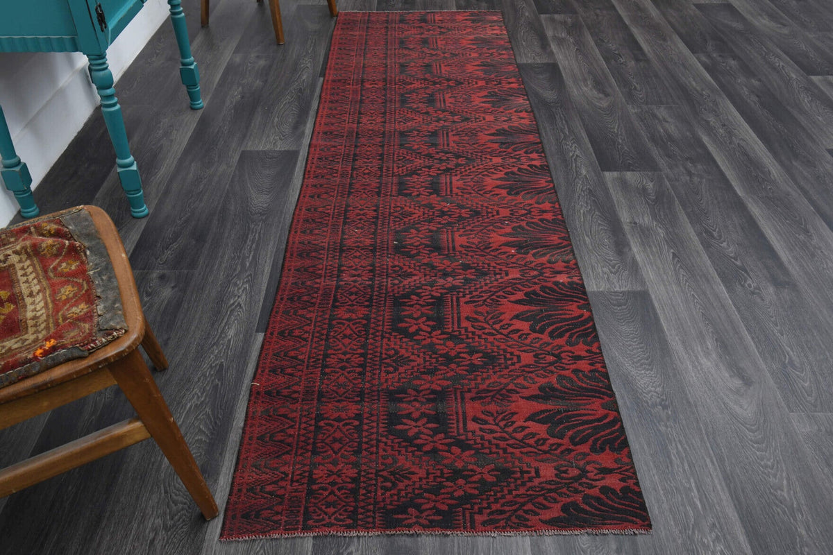 1960'lardan Anadolu kökenli oryantal desenli vintage kilim yolluk, 80x281 cm