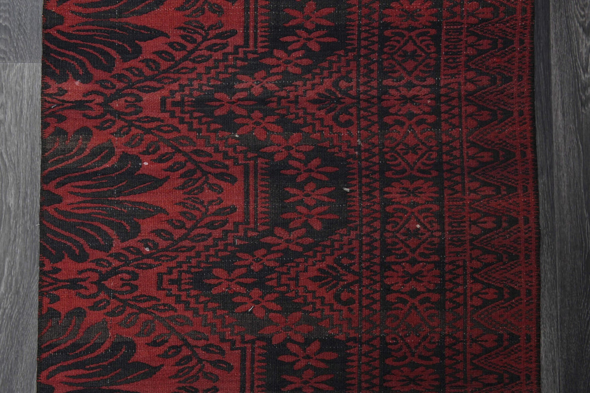 Antre ve koridor için oryantal desenli vintage kilim yolluk – 80x281 cm