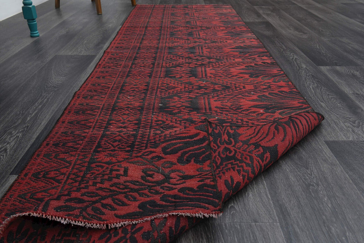 Pera Halı tek parça koleksiyonu: oryantal desenli vintage kilim yolluk, kırmızı