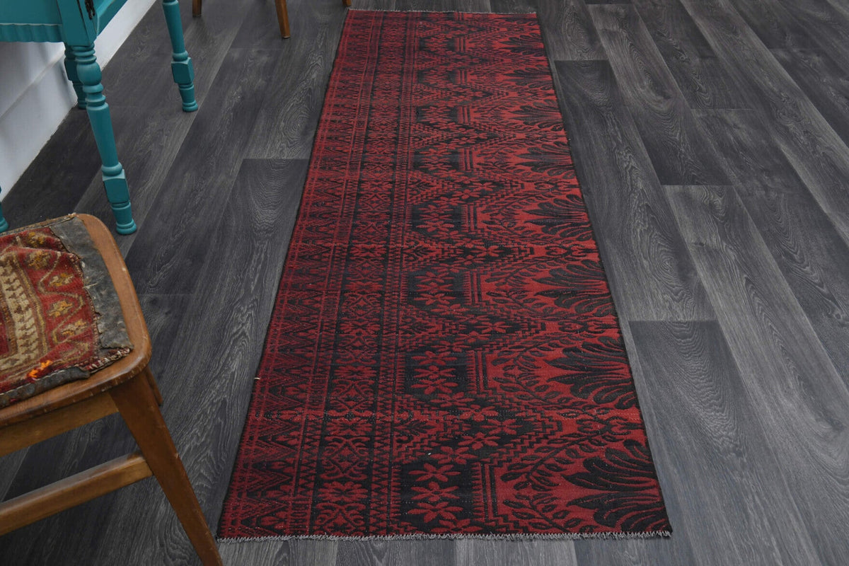 El yapımı vintage yolluk 79x259 cm oryantal desenli yün - detay görünümü