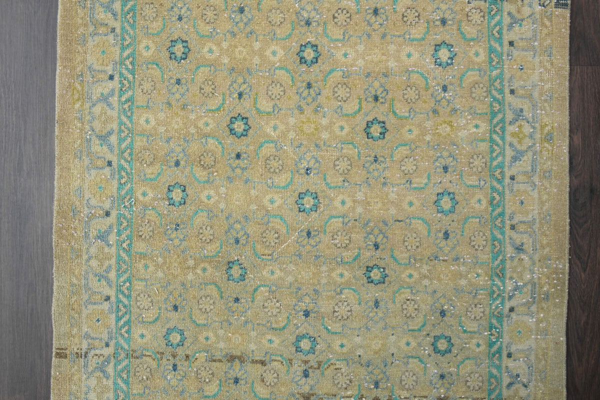 Antre ve koridor için oryantal desenli el dokuma vintage yolluk – 108x294 cm