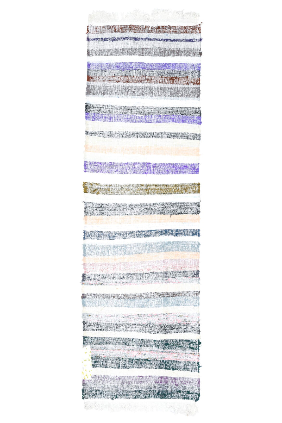 81x278 cm mavi, gri ve beyaz oryantal desenli vintage kilim yolluk – üstten tam görünüm