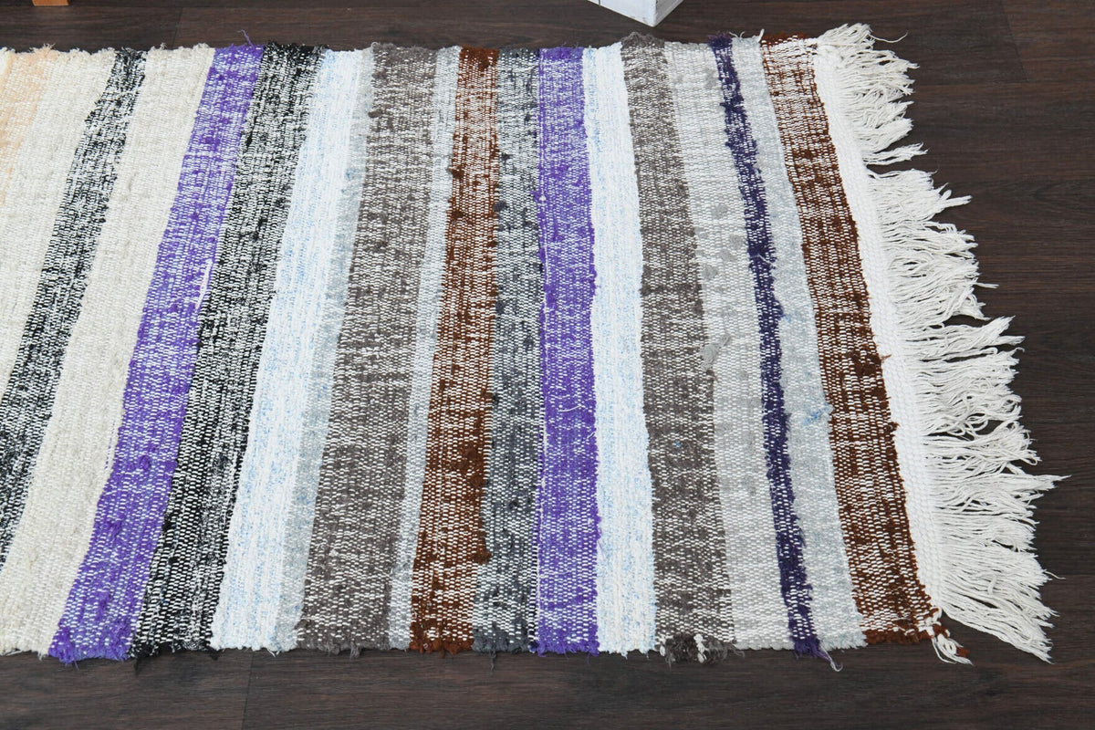 Antre ve koridor için oryantal desenli vintage kilim yolluk – 81x278 cm
