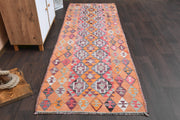 1960'lardan Anadolu kökenli oryantal desenli vintage kilim yolluk, 98x282 cm