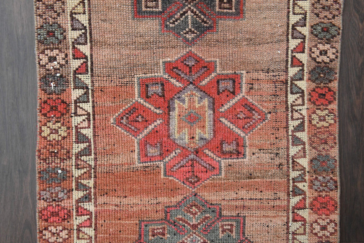 El yapımı vintage yolluk 79x371 cm oryantal desenli yün - açık alan görünümü