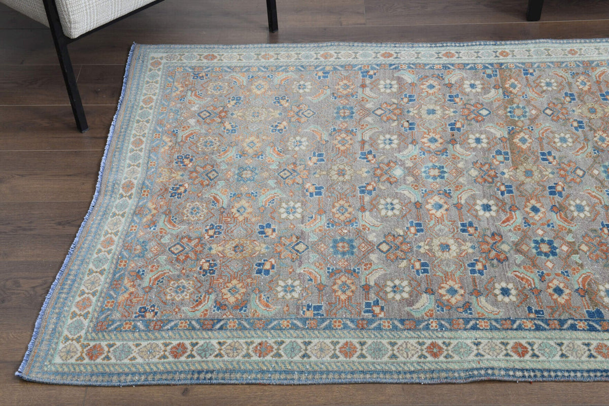 Antre ve koridor için oryantal desenli el dokuma vintage yolluk – 118x309 cm
