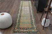 1970'lerden Anadolu kökenli oryantal desenli el dokuma vintage yolluk, 82x311 cm