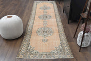 1970'lerden Anadolu kökenli oryantal desenli el dokuma vintage yolluk, 97x341 cm
