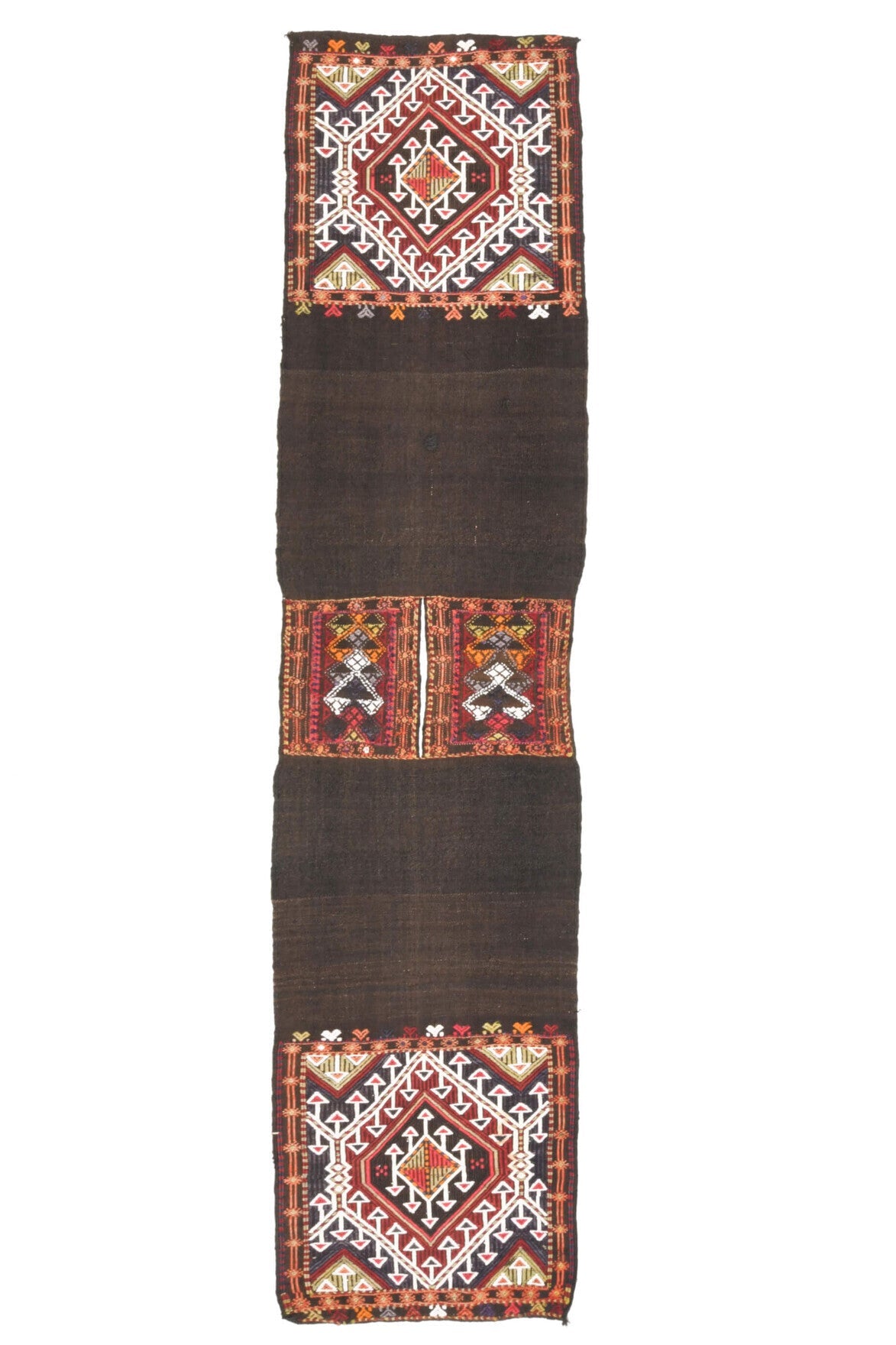 El yapımı vintage yolluk 58x246 cm oryantal desenli yün - detay görünümü