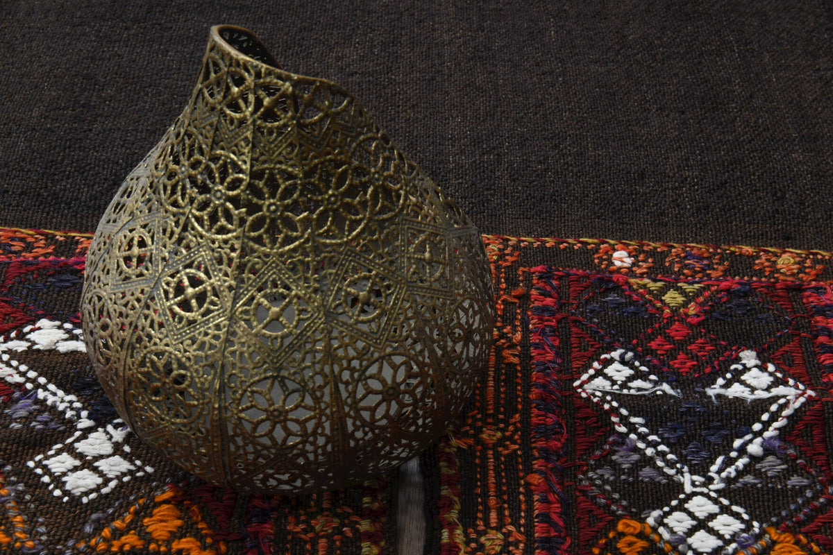 El yapımı vintage yolluk 58x246 cm oryantal desenli yün