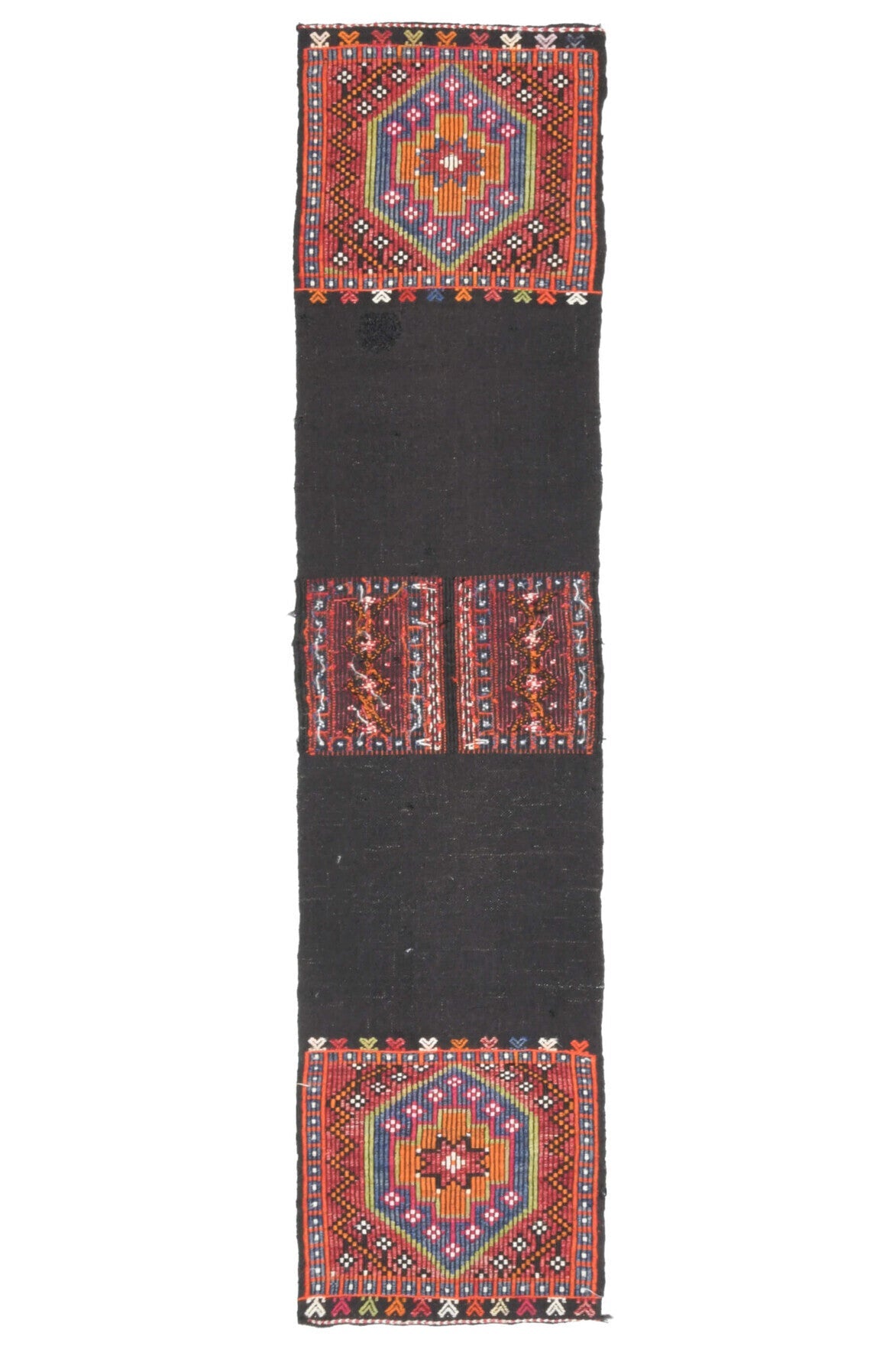 El yapımı vintage yolluk 51x216 cm oryantal desenli yün - detay görünümü