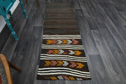 1960'lardan Anadolu kökenli oryantal desenli vintage kilim yolluk, 75x222 cm
