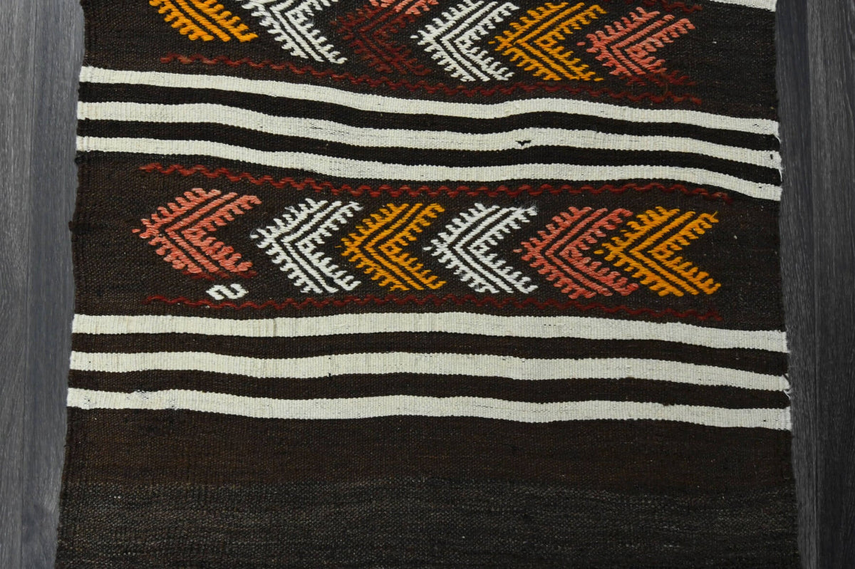 Antre ve koridor için oryantal desenli vintage kilim yolluk – 75x222 cm