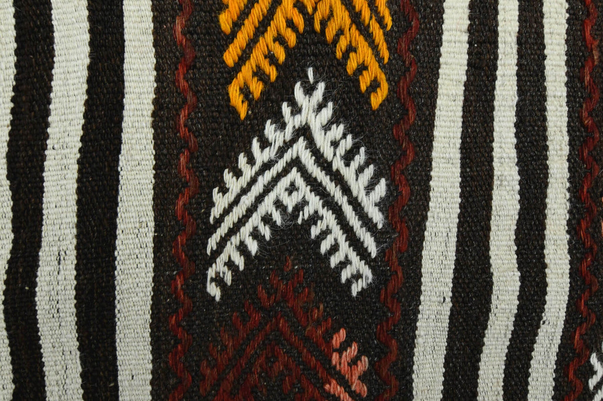 Vintage yolluk 75x222 cm – kahverengi oryantal desenli, el dokuma