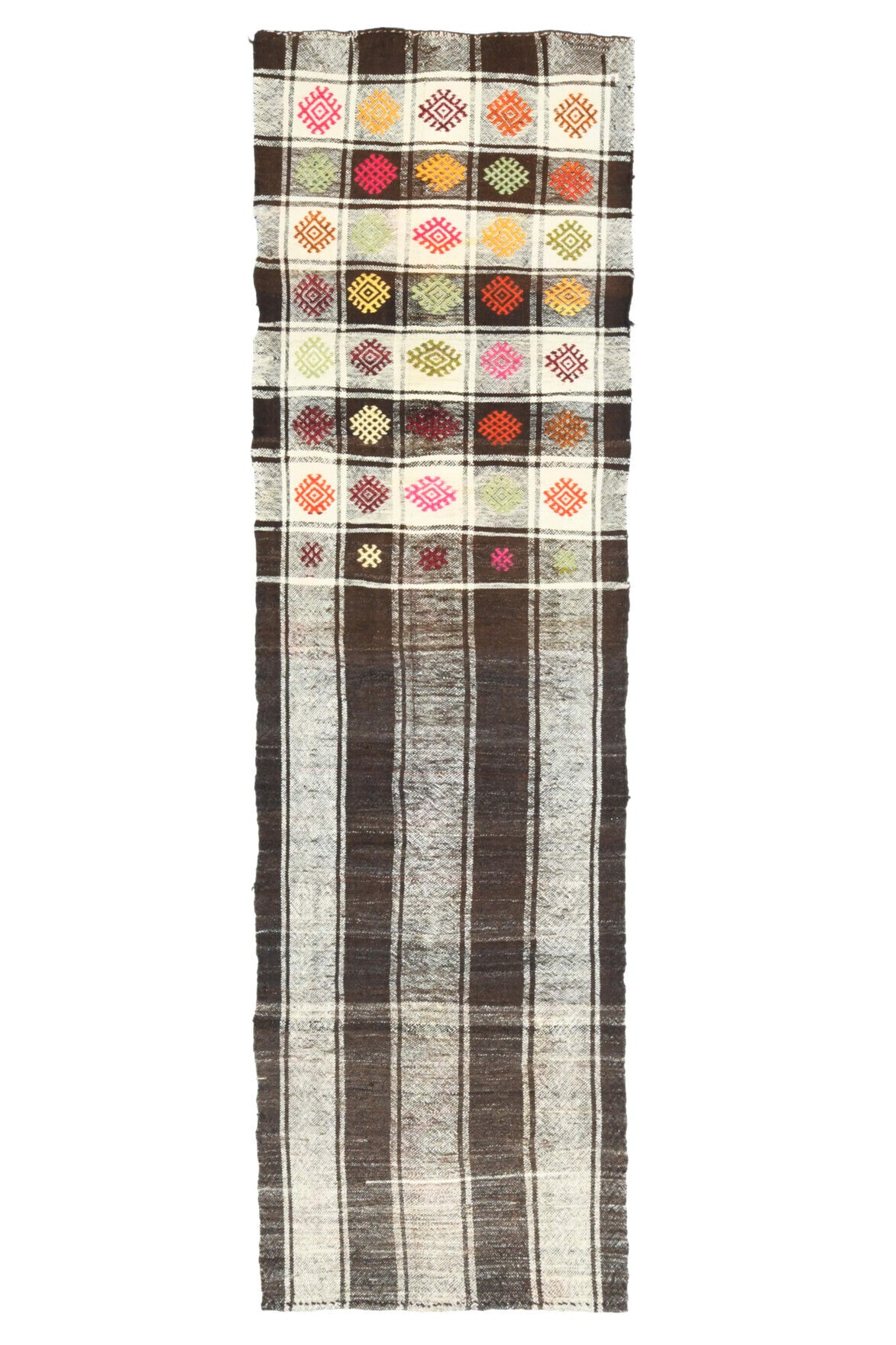 El yapımı vintage yolluk 64x224 cm oryantal desenli yün