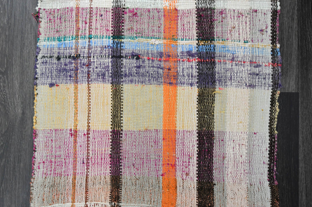Antre ve koridor için oryantal desenli vintage kilim yolluk – 57x303 cm