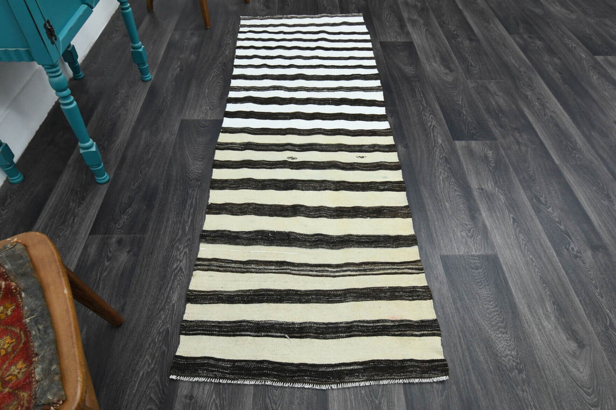 El yapımı vintage yolluk 76x224 cm oryantal desenli yün - detay görünümü