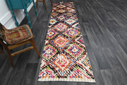 1960'lardan Anadolu kökenli ikat desenli vintage kilim yolluk, 84x351 cm