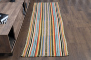1960'lardan Anadolu kökenli çizgili vintage kilim yolluk, 79x237 cm