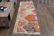 1960'lardan Anadolu kökenli oryantal desenli vintage kilim yolluk, 80x282 cm