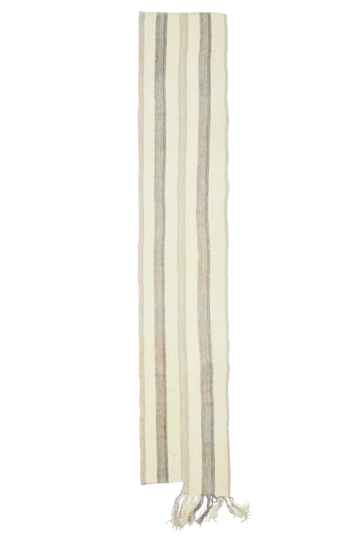73x420 cm bej çizgili vintage kilim yolluk – üstten tam görünüm