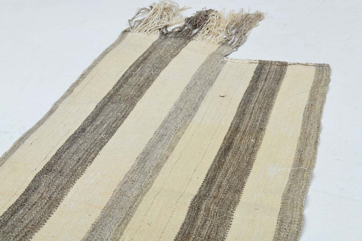 Antre ve koridor için çizgili vintage kilim yolluk – 73x420 cm