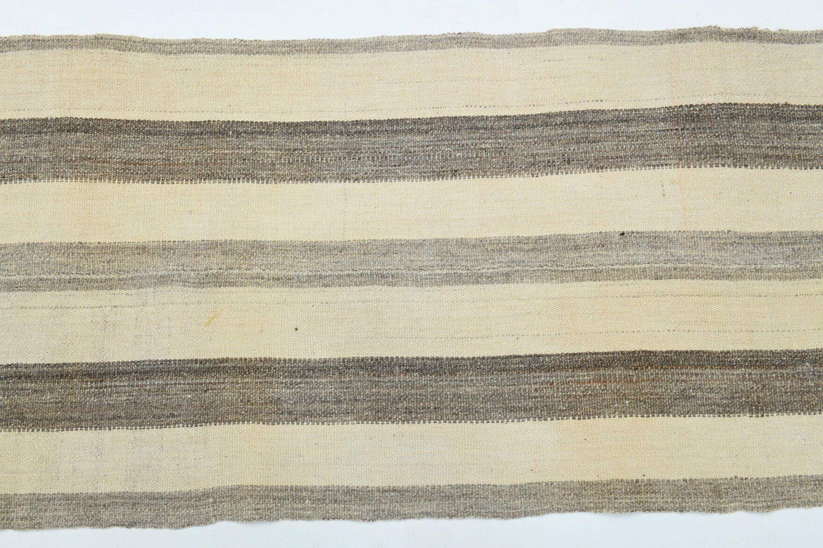 Vintage yolluk 73x420 cm – bej çizgili, el dokuma