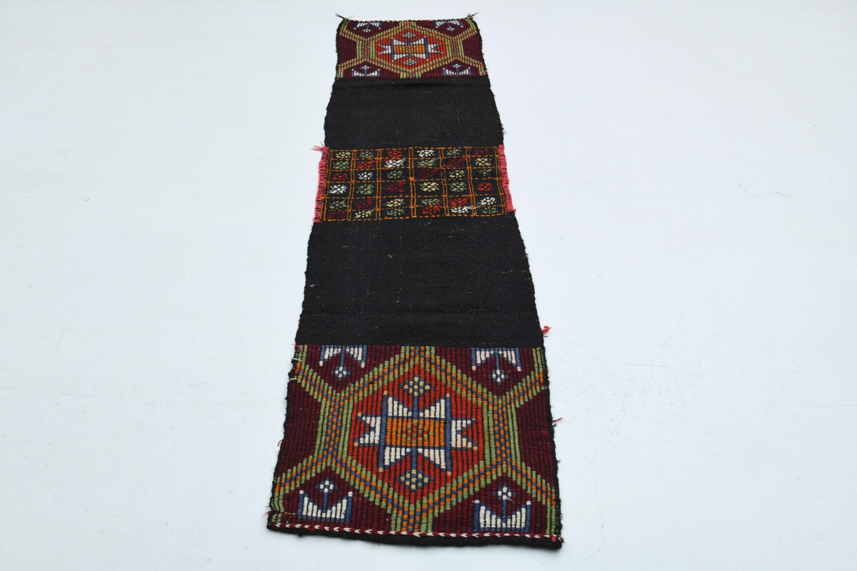 1960'lardan Anadolu kökenli oryantal desenli vintage kilim yolluk, 55x230 cm