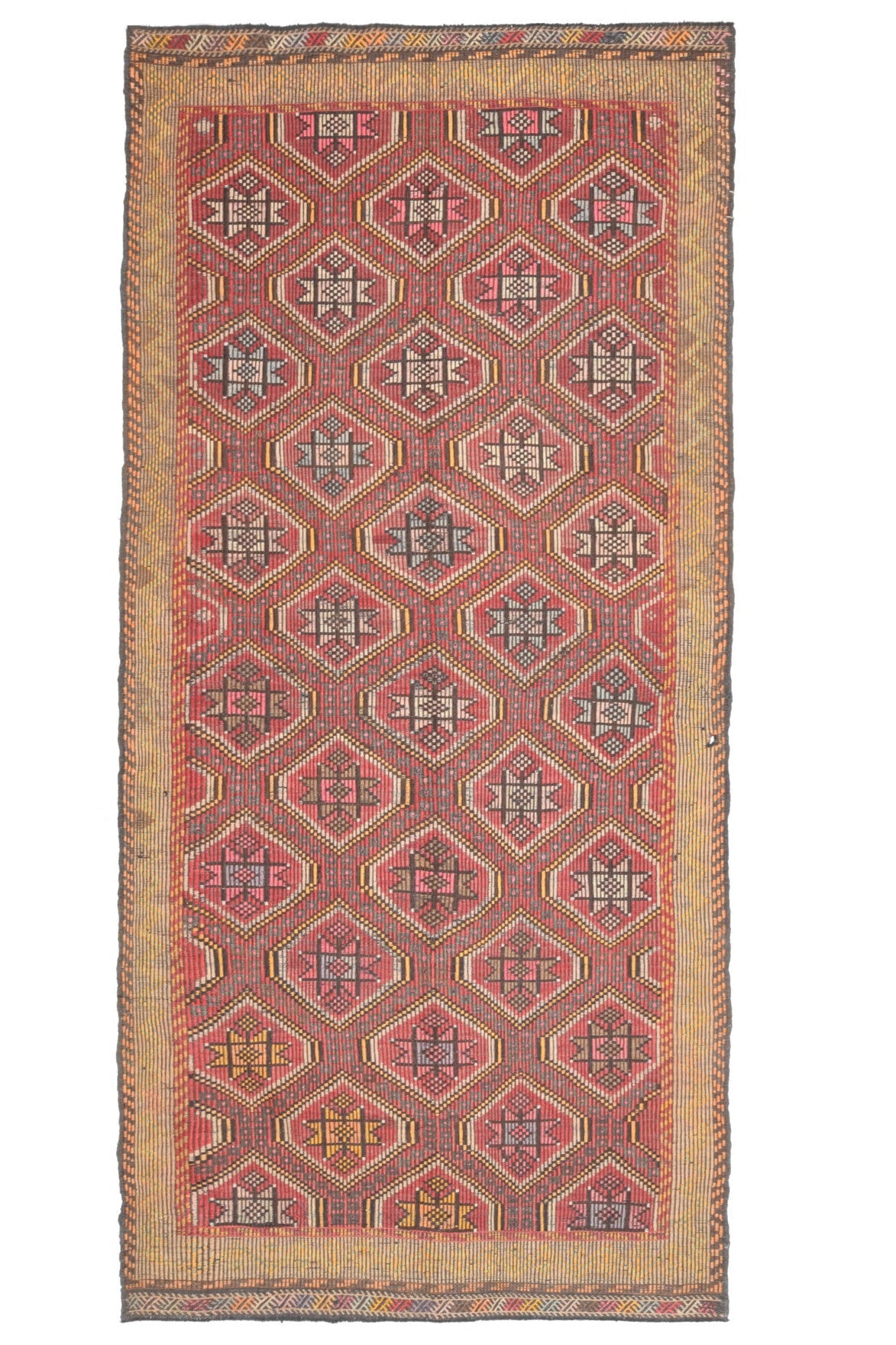 5x10 Kilim, Vintage Turkish Wide Runner Rug