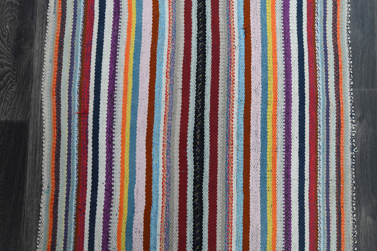 Antre ve koridor için çizgili vintage kilim yolluk – 72x246 cm