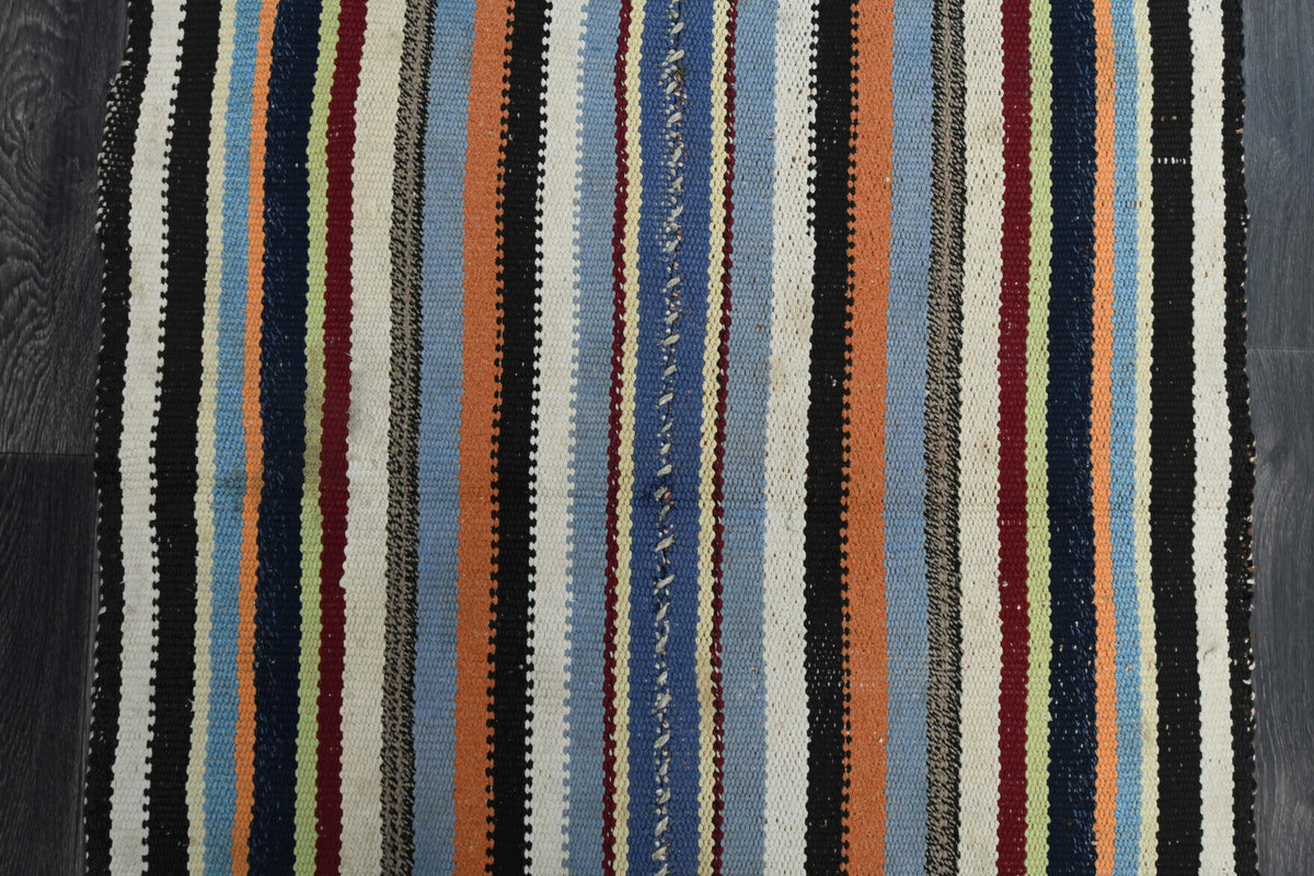 Antre ve koridor için çizgili vintage kilim yolluk – 80x232 cm