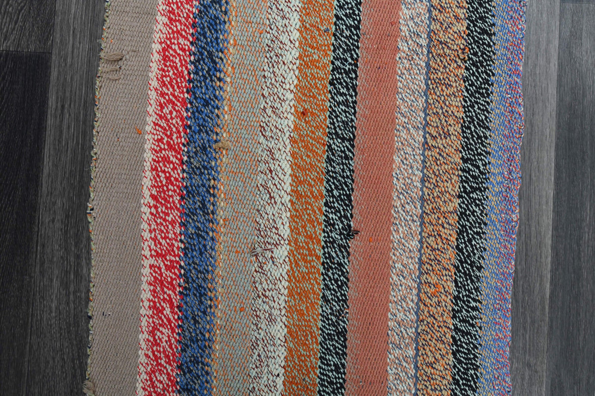 Antre ve koridor için çizgili vintage kilim yolluk – 51x280 cm