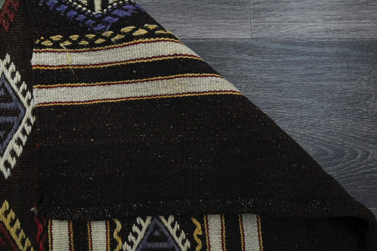 Antre ve koridor için ikat desenli vintage kilim yolluk – 65x227 cm