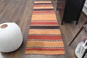 1960'lardan Anadolu kökenli çizgili vintage kilim yolluk, 78x260 cm