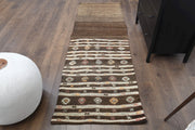 1960'lardan Anadolu kökenli ikat desenli vintage kilim yolluk, 76x225 cm