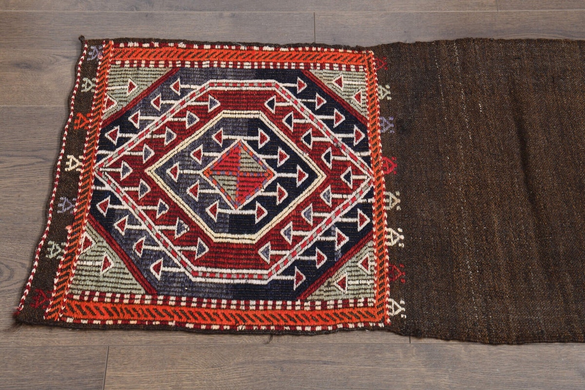 Antre ve koridor için geleneksel desenli vintage kilim yolluk – 52x235 cm