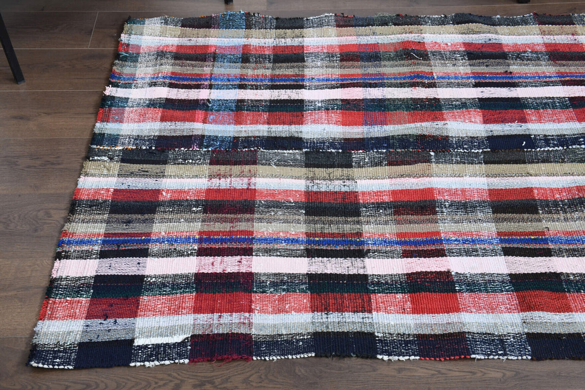 Antre ve koridor için çizgili vintage kilim yolluk – 116x325 cm