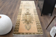 1970'lerden Anadolu kökenli oryantal desenli vintage kilim yolluk, 86x260 cm
