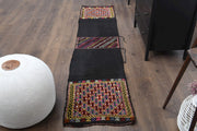 1960'lardan Anadolu kökenli ikat desenli vintage kilim yolluk, 55x252 cm