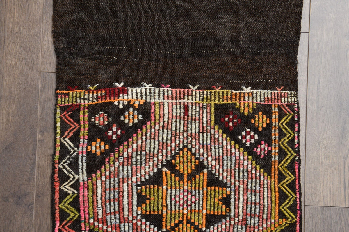Antre ve koridor için düz zeminli vintage kilim yolluk – 54x252 cm