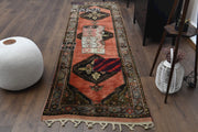1960'lardan Anadolu kökenli oryantal desenli patchwork vintage yolluk, 98x350 cm