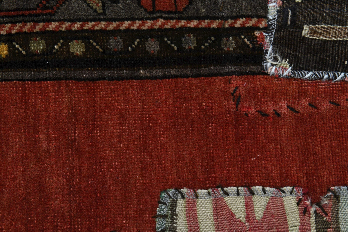 Antre ve koridor için oryantal desenli patchwork vintage yolluk – 98x350 cm