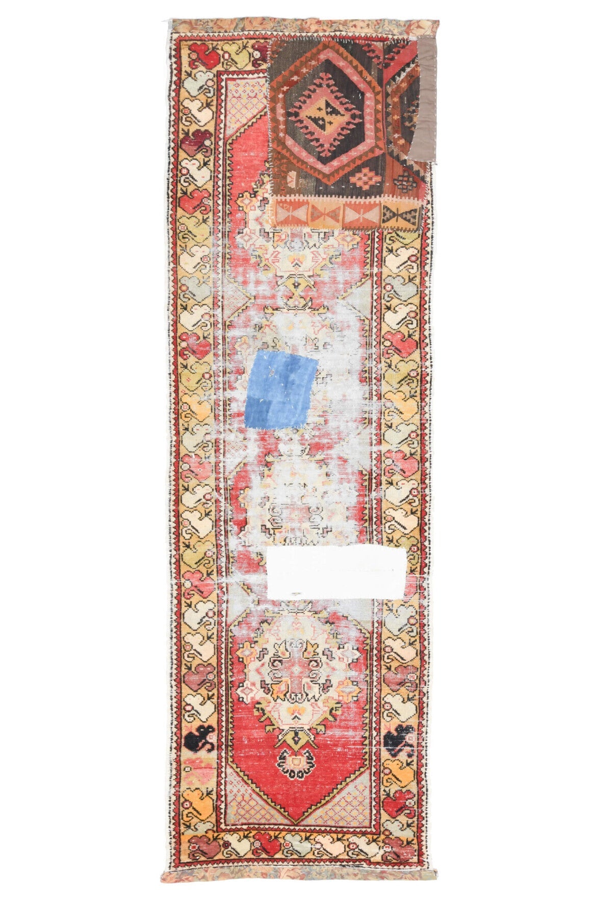 El yapımı vintage yolluk 91x305 cm oryantal desenli yün