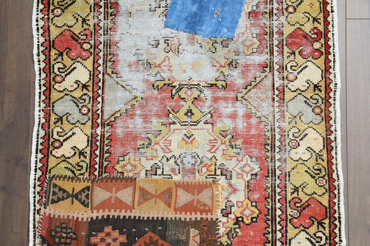 El yapımı vintage yolluk 91x305 cm oryantal desenli yün - farklı açıdan görünüm
