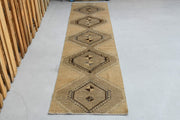 El yapımı vintage yolluk 66x279 cm geometrik desenli yün - detay görünümü