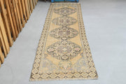 El yapımı vintage yolluk 86x284 cm tribal desenli yün - detay görünümü